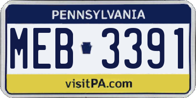 PA license plate MEB3391