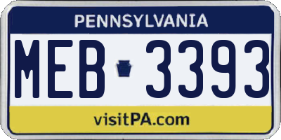 PA license plate MEB3393