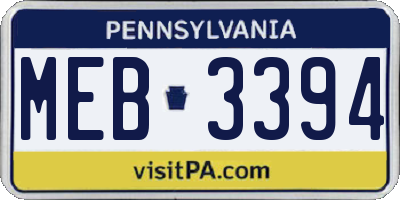 PA license plate MEB3394