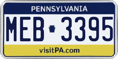 PA license plate MEB3395
