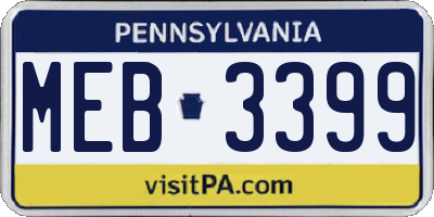 PA license plate MEB3399