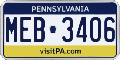 PA license plate MEB3406