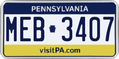PA license plate MEB3407