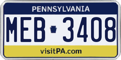 PA license plate MEB3408