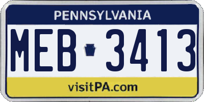 PA license plate MEB3413