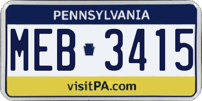 PA license plate MEB3415
