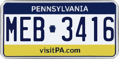PA license plate MEB3416