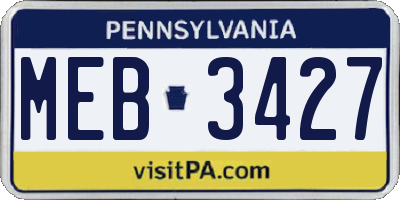 PA license plate MEB3427