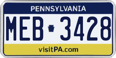 PA license plate MEB3428