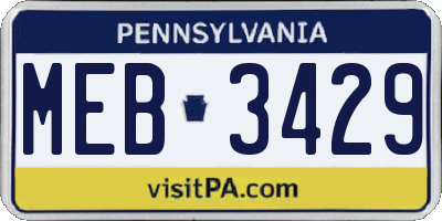 PA license plate MEB3429