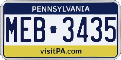 PA license plate MEB3435