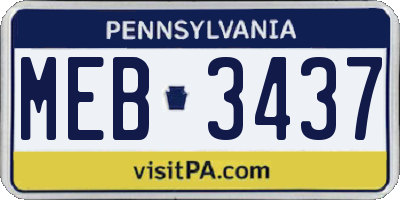PA license plate MEB3437