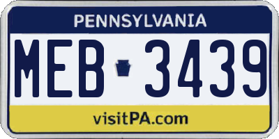 PA license plate MEB3439