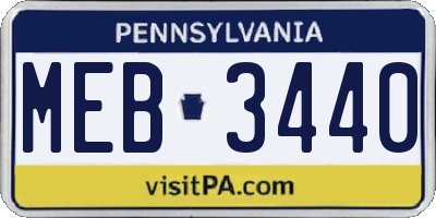 PA license plate MEB3440