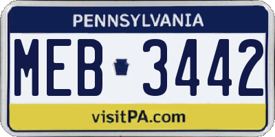 PA license plate MEB3442