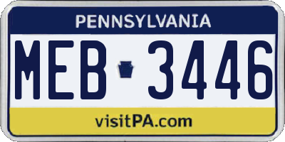 PA license plate MEB3446
