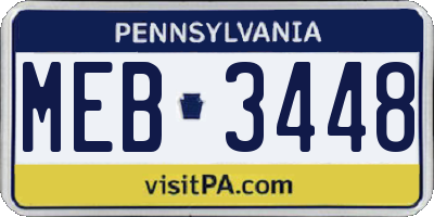 PA license plate MEB3448