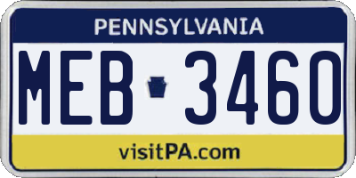 PA license plate MEB3460