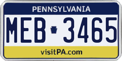 PA license plate MEB3465