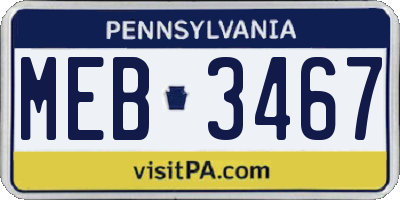 PA license plate MEB3467