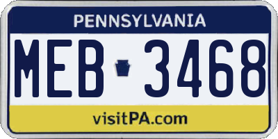PA license plate MEB3468