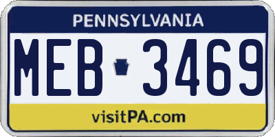 PA license plate MEB3469
