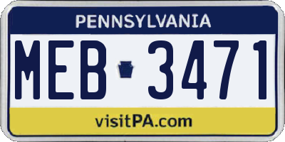 PA license plate MEB3471