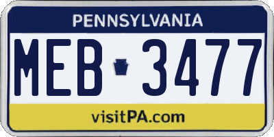 PA license plate MEB3477