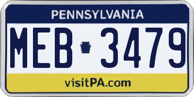 PA license plate MEB3479