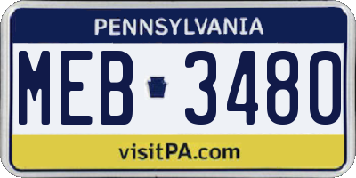 PA license plate MEB3480