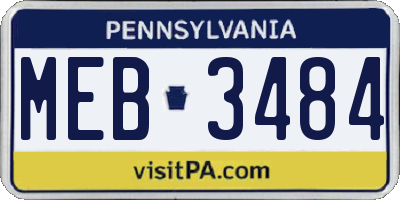 PA license plate MEB3484