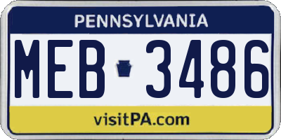 PA license plate MEB3486