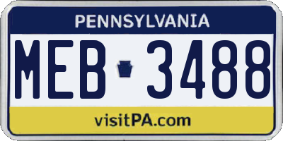 PA license plate MEB3488