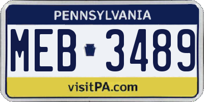 PA license plate MEB3489