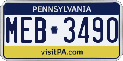 PA license plate MEB3490