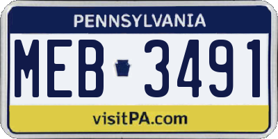 PA license plate MEB3491