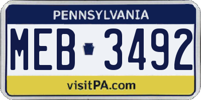 PA license plate MEB3492