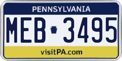 PA license plate MEB3495