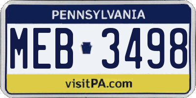 PA license plate MEB3498