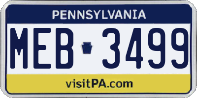 PA license plate MEB3499