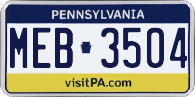 PA license plate MEB3504