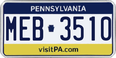 PA license plate MEB3510
