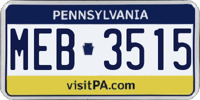 PA license plate MEB3515
