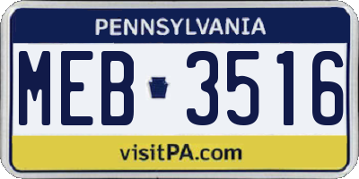 PA license plate MEB3516