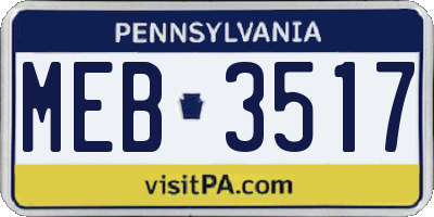 PA license plate MEB3517