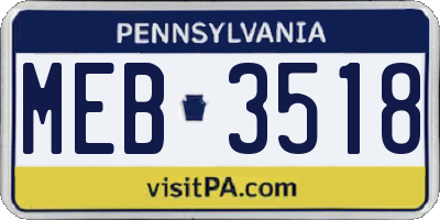 PA license plate MEB3518