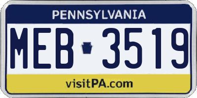 PA license plate MEB3519