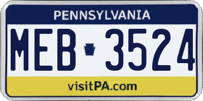 PA license plate MEB3524