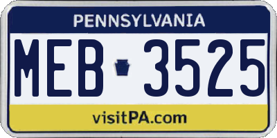 PA license plate MEB3525