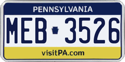 PA license plate MEB3526
